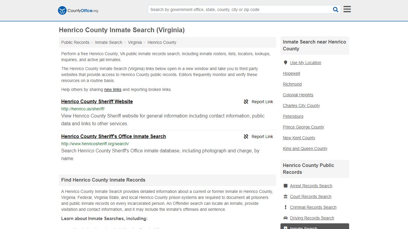 Inmate Search - Henrico County, VA (Inmate Rosters & Locators)